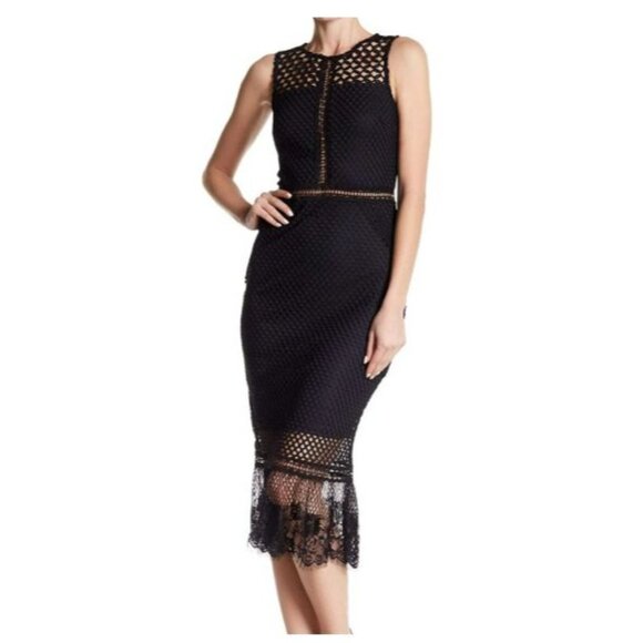 Romeo and Juliet Couture Black Mesh Lace Midi Dress Womens Size Medium NEW - Picture 9 of 10